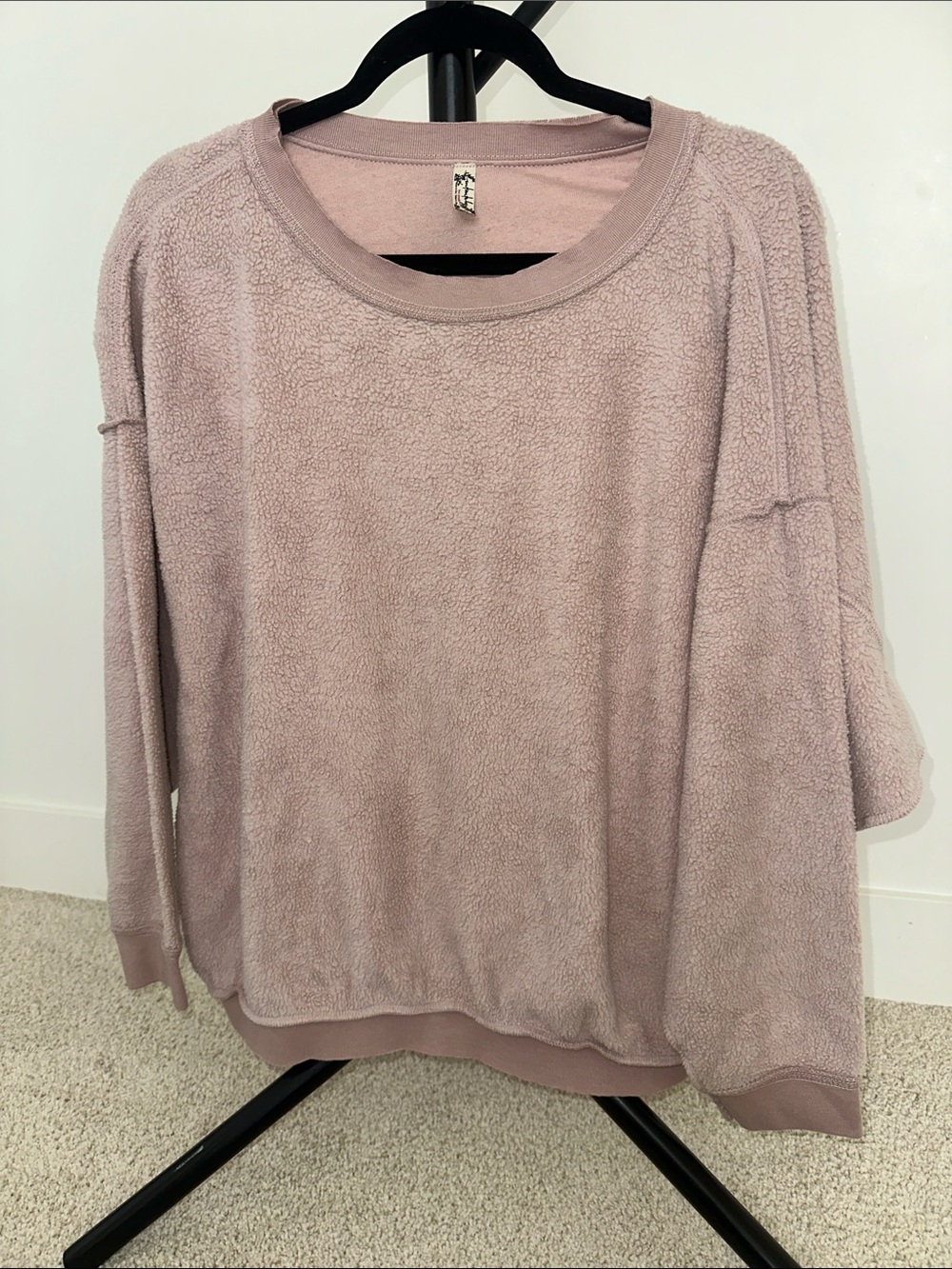 Free People Plush Crewneck Sweater in Dusty Mauve